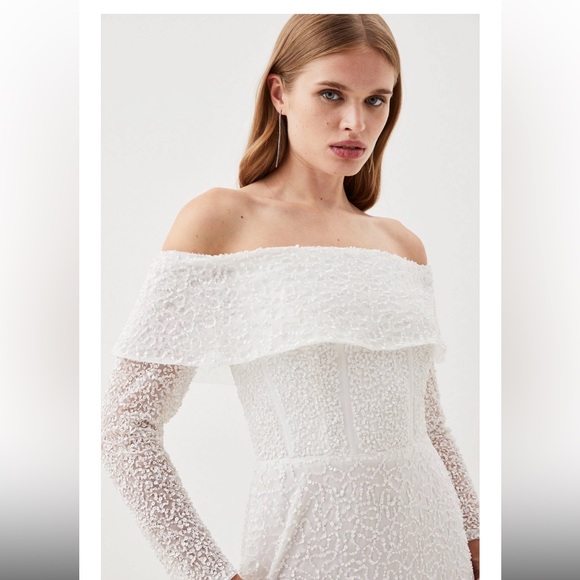 Embellished Off The Shoulder Draped Maxi Dress - Picture 2 of 6